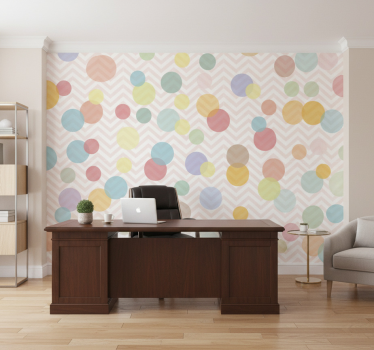 Papel mural oficinas chevron de lunares coloridos - TenVinilo