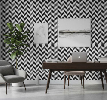Papel mural oficinas chevron en contraste - TenVinilo