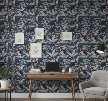 Papel mural oficinas con pajaritos pequeños - TenVinilo
