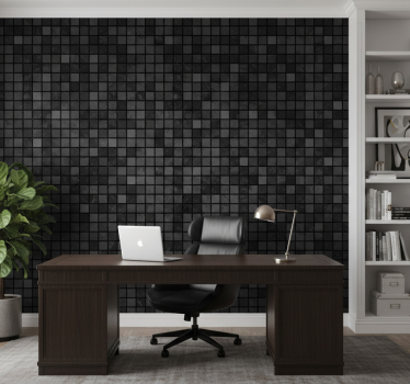 Papel mural oficinas cuadrados negros - TenVinilo