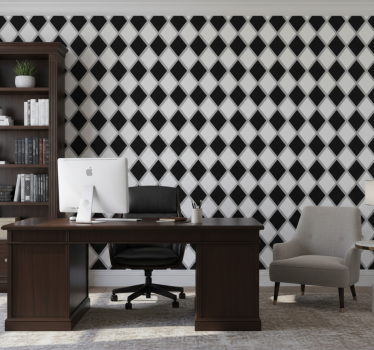 Papel mural oficinas diamantes en blanco y negro - TenVinilo