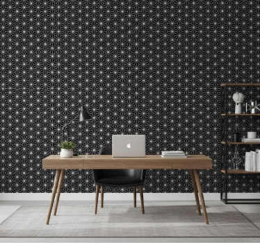 Papel mural oficinas diamantes geométricos en blanco y negro - TenVinilo