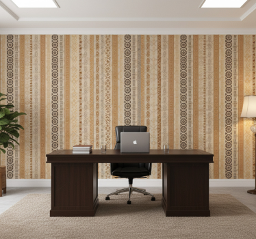 Papel mural oficinas efecto sello puzzle en marrón - TenVinilo
