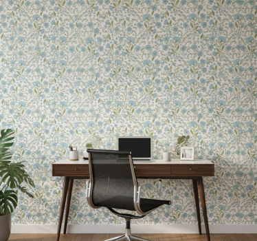 Papel mural oficinas flor sobre fondo blanco - TenVinilo