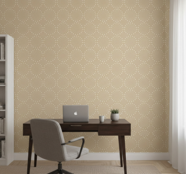 Papel mural oficinas fondo beige claro con círculos blancos - TenVinilo