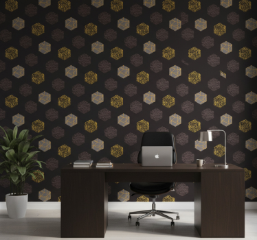 Papel mural oficinas hexágonos dorados nórdicos - TenVinilo