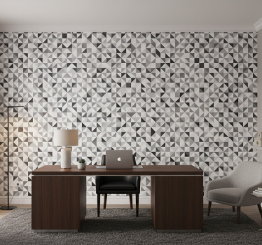 Papel mural oficinas mosaico de triángulos grises - TenVinilo