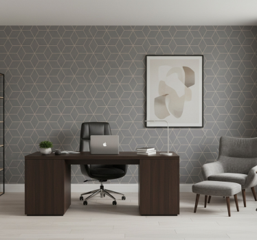 Papel mural oficinas patrón hexagonal gris geométrico - TenVinilo