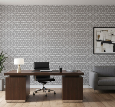 Papel mural oficinas patrón hexagonal gris y blanco - TenVinilo