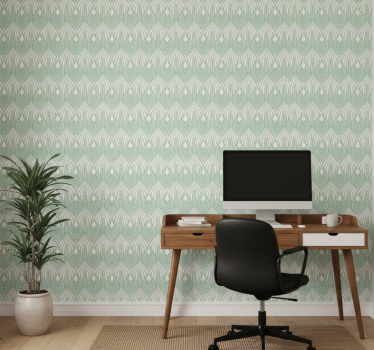 Papel mural oficinas patrón hojas verdes pastel - TenVinilo