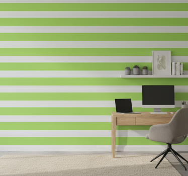 Papel mural oficinas rayas verdes y grises - TenVinilo