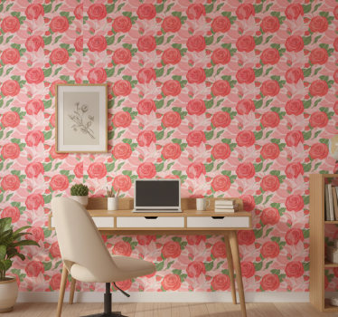 Papel mural oficinas rosas sobre fondo rosa - TenVinilo