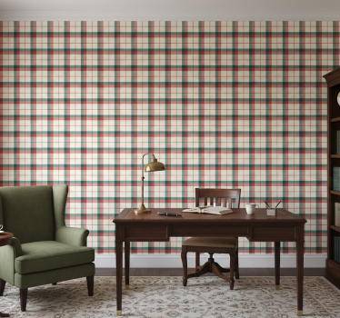 Papel mural oficinas tartan navideño - TenVinilo