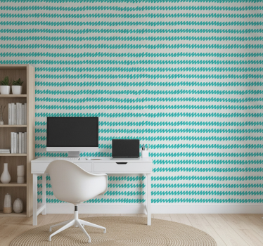 Papel mural oficinas zig zag a mano en acuamarina y blanco - TenVinilo