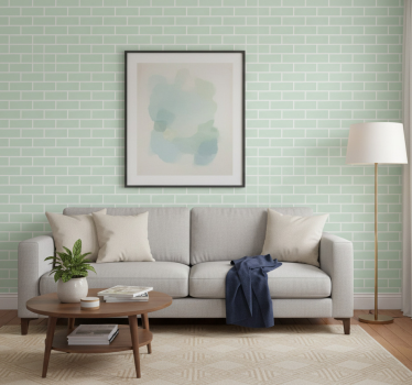 Papel mural ladrillos patrón verde elegante - TenVinilo