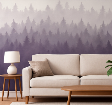 Papel mural paisaje bosque de niebla púrpura - TenVinilo