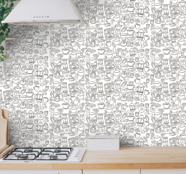 Papel mural rústico iconografía de la cocina - TenVinilo