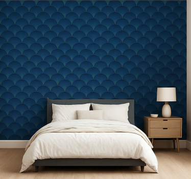 Papel mural vintage abanicos azules art déco de los años 20 - TenVinilo