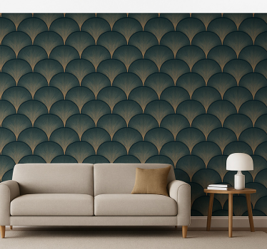 Papel mural vintage abanicos verdes art déco de los años 20 - TenVinilo
