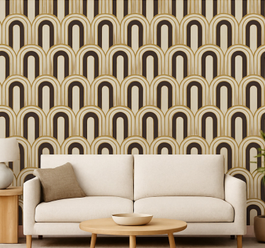 Papel mural vintage arcos art déco de la década de 1970 - TenVinilo