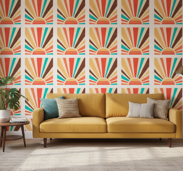 Papel mural vintage atardecer abstracto vintage - TenVinilo