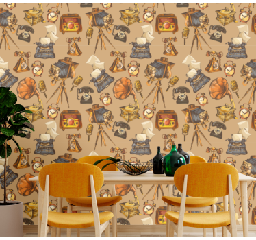 Papel mural vintage collage de objetos antiguos - TenVinilo