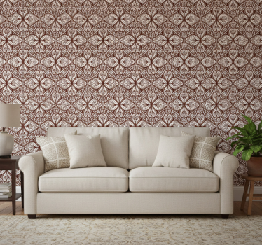 Papel mural vintage con patrón floral marrón - TenVinilo