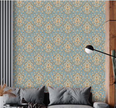 Papel mural vintage damasco floral adornado - TenVinilo