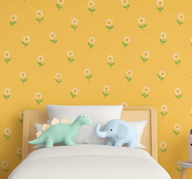 Papel mural vintage con margaritas de los años 40 - TenVinilo