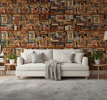 Papel mural vintage libros apilados - TenVinilo