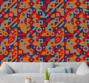 Papel mural vintage motivos geométricos - TenVinilo