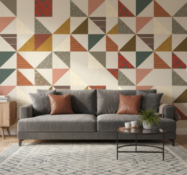Papel mural vintage patrón geométrico de triángulos - TenVinilo