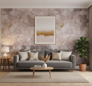Papel mural vintage patrón hexagonal con efecto ombré - TenVinilo