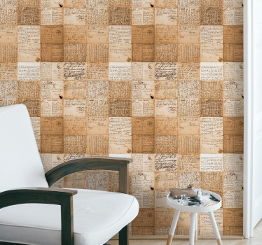 Papel mural vintage patrones de manuscritos - TenVinilo