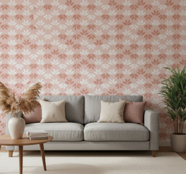 Papel mural vintage posavasos rosa floral hoja - TenVinilo