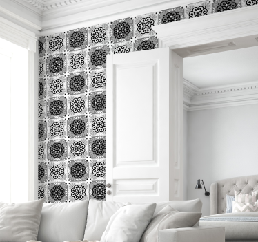 Papel pintado azulejos portugueses grises - TenVinilo