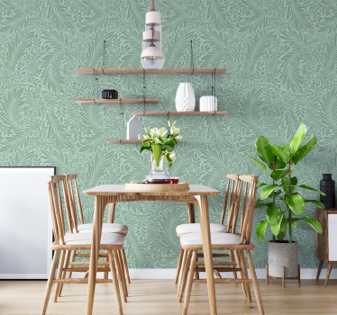 Comedor papel pintado patrón vintage verde menta - TenVinilo