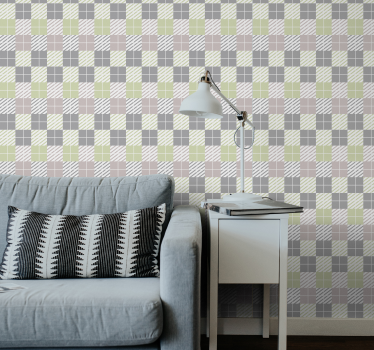 Papel para pared de cuadrados grises - TenVinilo