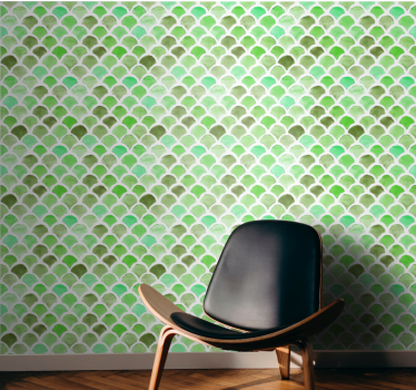 Papel pared abstracto Patrón de escamas verdes - TenVinilo