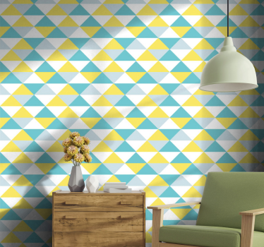 Papel pintado azulejos amarillos y azules - TenVinilo