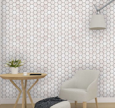 Papel pared azulejos hexágonos de mármol - TenVinilo