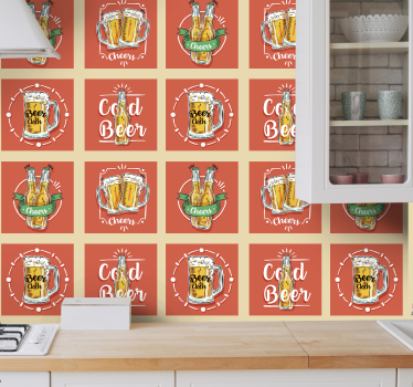 Papel pared cocina temática cerveza - TenVinilo