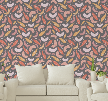 Papel pared comedor de plumas coloridas - TenVinilo