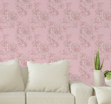 Papel pared flores patrón de rosas - TenVinilo