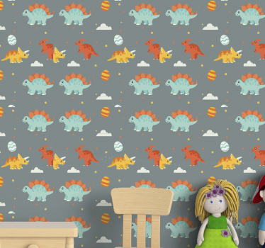 Papel pared infantil dinosaurios dibujados - TenVinilo