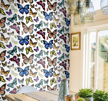 Papel pared mariposas tonos vintage - TenVinilo