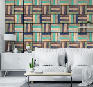 Papel pintado moderno imitacion tablones madera - TenVinilo