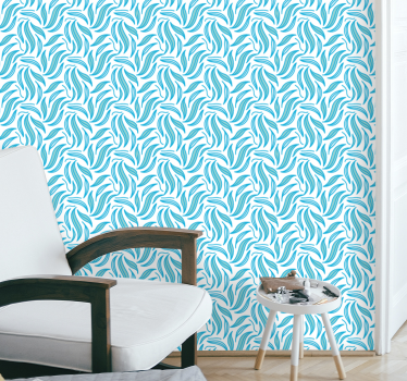 Papel pared naturaleza Hojas azules sin costura - TenVinilo