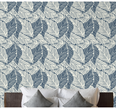 Papel pared naturaleza Plantas y hojas azules - TenVinilo