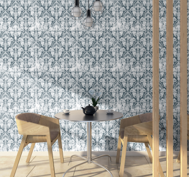 Papel pared ornamental gris flores vintage - TenVinilo